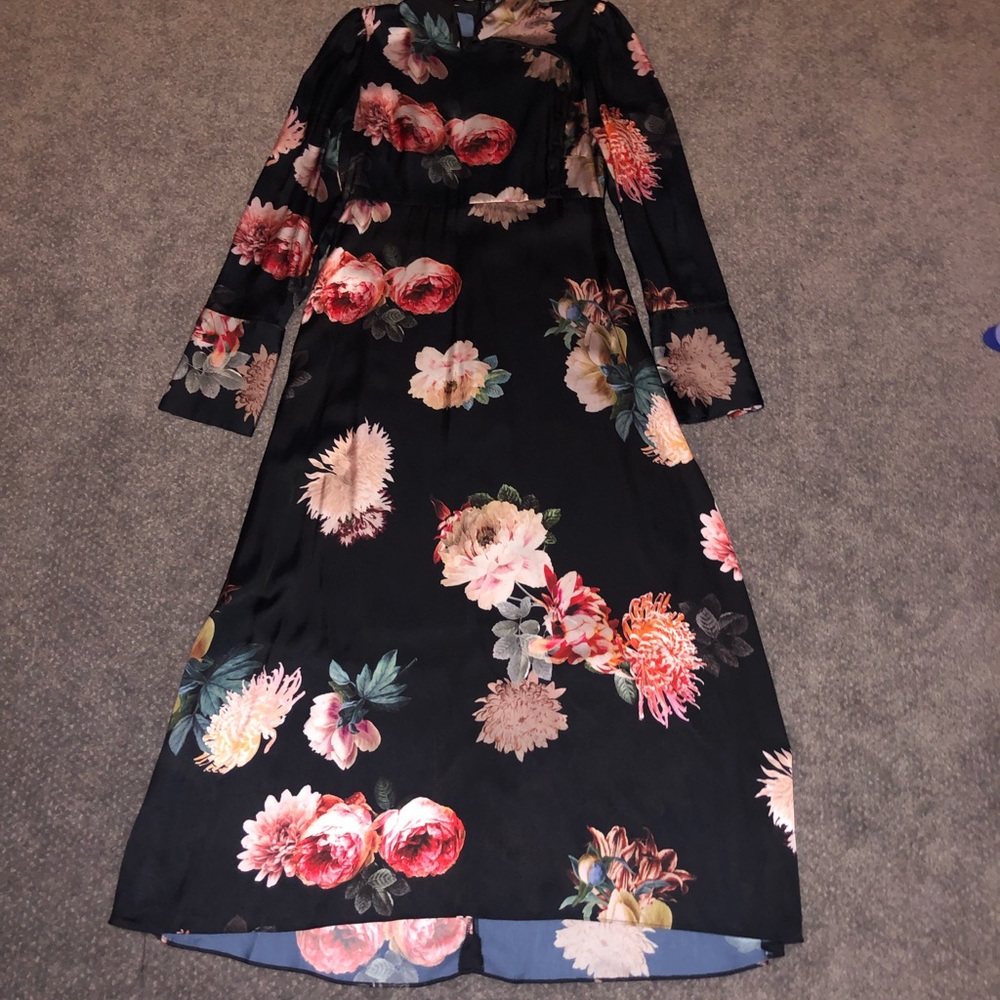 Zara floral silk midi dress